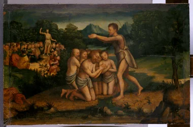 São João Pregando e Batizando (têmpera na madeira)